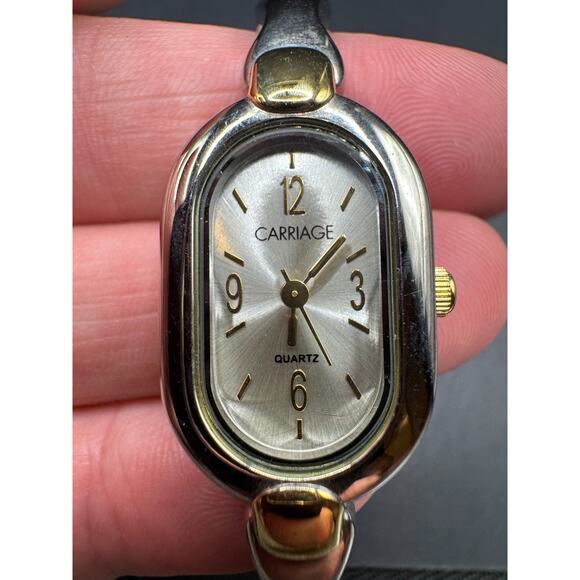 Carriage by Timex Gold & Silver Toned Women's Cuff Band Wristwatch 18mm - Picture 1 of 10